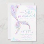 海の下でマーメイドの最初の誕生日マーメイドパーティー 招待状 (正面)