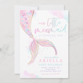 海の下でマーメイドの最初の誕生日マーメイドパーティー 招待状 (正面)