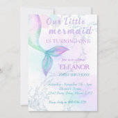 海の下でマーメイドの最初の誕生日マーメイドパーティー 招待状 (正面)