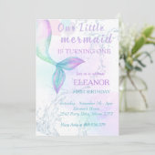 海の下でマーメイドの最初の誕生日マーメイドパーティー 招待状 (スタンド正面)