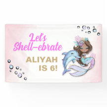 海の下でマーメイドウェルカムバナー誕生日標識