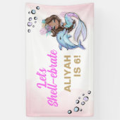 海の下でマーメイドウェルカムバナー誕生日標識 横断幕 (縦)