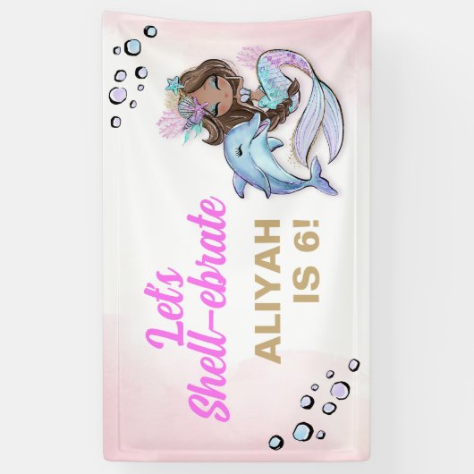 海の下でマーメイドウェルカムバナー誕生日標識 横断幕 (縦)