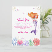 海の下でマーメイドコーラルプリンセスの赤ちゃんシャワー サンキューカード (スタンド正面)