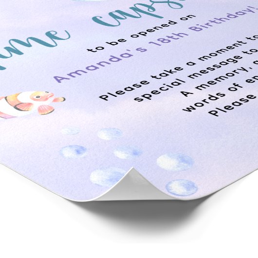 海の下でマーメイドタイムカプセル1歳の誕生日 ポスター (角)