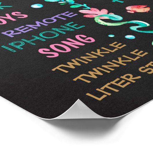 海の下でマーメイドバースデーパーティーchalkboard Po ポスター (角)