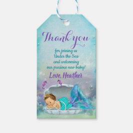 海の下でマーメイドパーティーの好意ありがとうラベル ギフトタグ