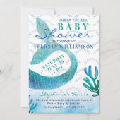 海の下でマーメイドベビーシャワー海招待状 招待状 (正面)