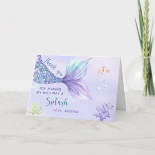 海の下でマーメイド誕生日パーティーありがとう サンキューカード