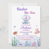 海の下でマーメイド4th誕生日パーティー 招待状 (正面)