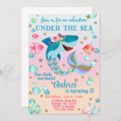 海の下でメルシャークの女の子の誕生日の招待。 招待状 (正面/裏面)