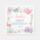 海の下でワンダフルな誕生日 スタンダードカクテルナプキン (正面)