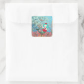 海の下で人魚が熱帯性サンゴ礁を歌う スクエアシール (バッグ)