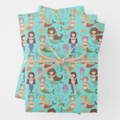 海の下で人魚たちがやることをする幸せな人魚 ラッピングペーパーシート (インサイチュ)