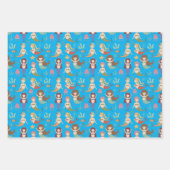 海の下で人魚たちがやることをする幸せな人魚 ラッピングペーパーシート (正面)