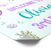 海の下で人魚と亀の歓迎パーティーのサイン ポスター (角)