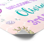 海の下で人魚と亀の歓迎パーティーのサイン ポスター (角)