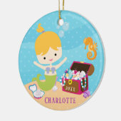 海の下で人魚のクリスマスの飾り セラミックオーナメント (左)