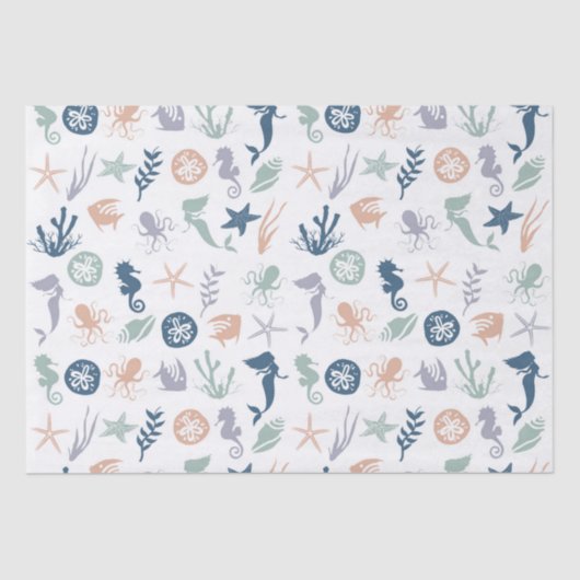 海の下で人魚のシーホース 薄葉紙 (正面)