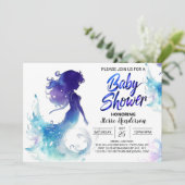 海の下で人魚のソーリー赤ちゃんシャワー 招待状 (スタンド正面)