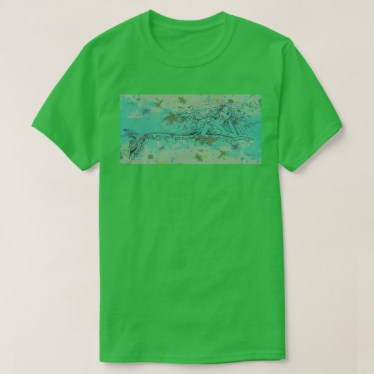 海の下で人魚のバウンディンググリーンはかりで測 Tシャツ (デザイン正面)