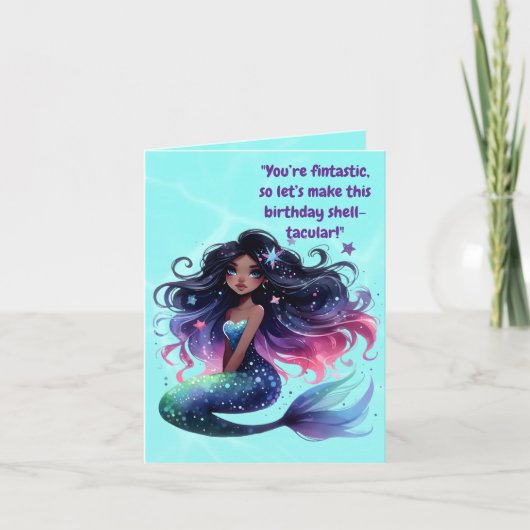 海の下で人魚の写真の誕生日挨拶 カード (正面)