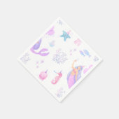 海の下で人魚の女の子の最初の誕生日 スタンダードカクテルナプキン (角)