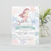 海の下で人魚の海の緑の最初の誕生日 招待状 (スタンド正面)