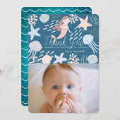 海の下で人魚の海軍の写真サンキューカード 招待状 (正面/裏面)