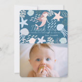 海の下で人魚の海軍の写真サンキューカード 招待状 (正面)