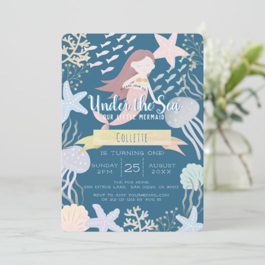 海の下で人魚の海軍の最初の誕生日 招待状 (スタンド正面)