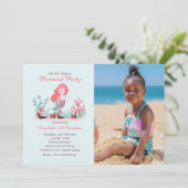 海の下で人魚の王子の誕生日写真 招待状 (スタンド正面)