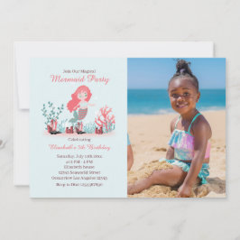 海の下で人魚の王子の誕生日写真 招待状
