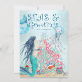 海の下で人魚の珊瑚のクリスマスツリー シーズンカード (正面)