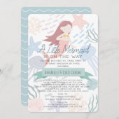 海の下で人魚の緑の赤ん坊のシャワーをメールで 招待状 (正面/裏面)