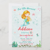海の下で人魚の誕生日の招待パーティー 招待状 (正面)