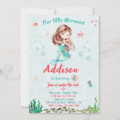 海の下で人魚の誕生日の招待パーティー 招待状 (正面)