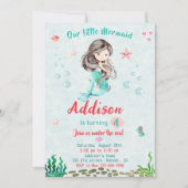 海の下で人魚の誕生日の招待パーティー 招待状 (正面)