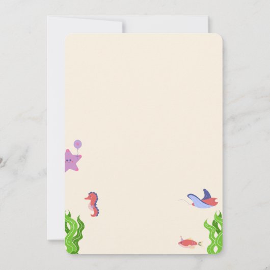 海の下で人魚の誕生日パーティーの招待 招待状 (裏面)