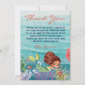 海の下で人魚の赤ちゃんシャワーありがとう 招待状 (正面)