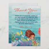 海の下で人魚の赤ちゃんシャワーありがとう 招待状 (正面/裏面)