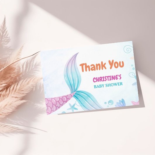 海の下で人魚の赤ちゃんシャワーパーティー サンキューカード