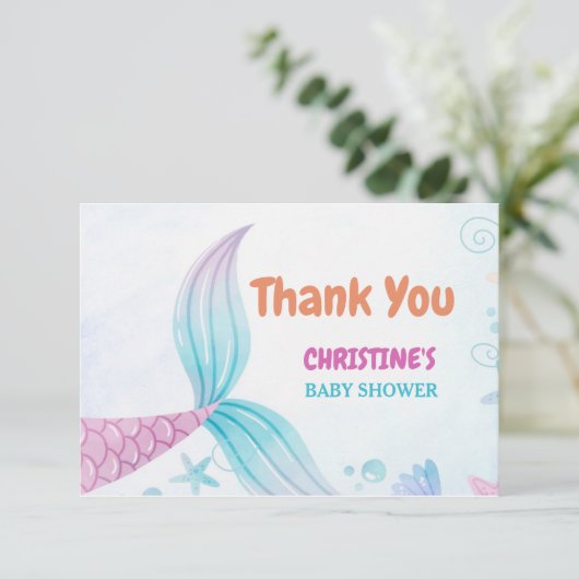海の下で人魚の赤ちゃんシャワーパーティー サンキューカード (スタンド正面)
