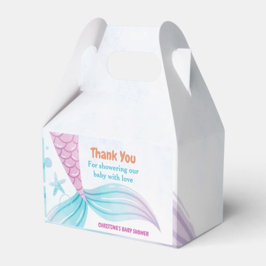 海の下で人魚の赤ちゃんシャワーパーティー フェイバーボックス (正面サイド)