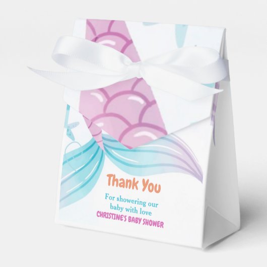 海の下で人魚の赤ちゃんシャワーパーティー フェイバーボックス (正面サイド)