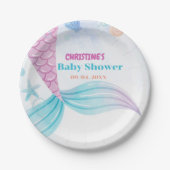海の下で人魚の赤ちゃんシャワーパーティー ペーパープレート (正面)