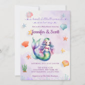 海の下で人魚の赤ちゃんシャワー女の子 招待状 (正面)