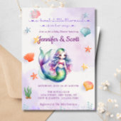 海の下で人魚の赤ちゃんシャワー女の子 招待状