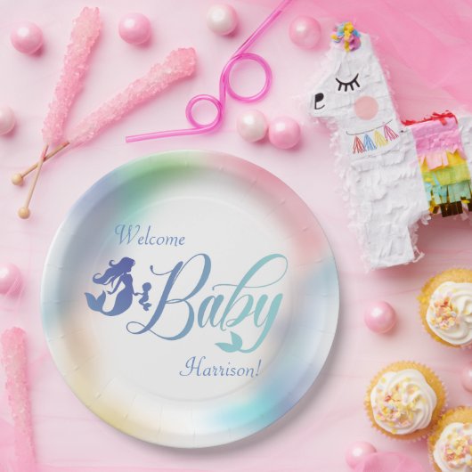 海の下で人魚の赤ちゃんシャワー ペーパープレート (パーティー)