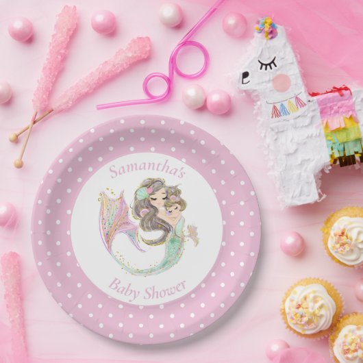 海の下で人魚の赤ちゃんシャワー ペーパープレート (パーティー)